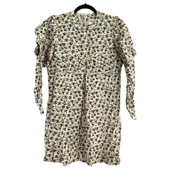 ZADIG & VOLTAIRE Runaway Floral Yellow Piping Short Summer Mini Dress M - Picture 2 of 10